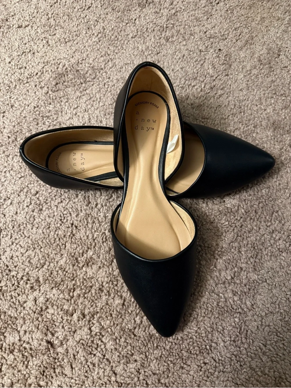 a new day Black Pointed D'Orsay Flats